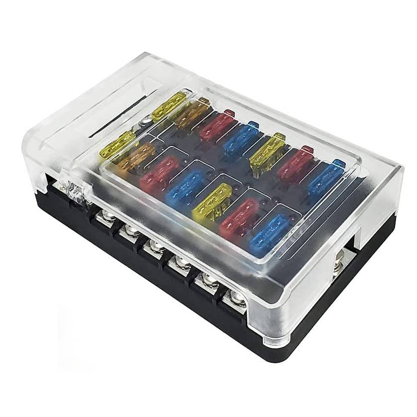 Dc 32v 12 Way Dc 2x6 Way Marine Blade Fuse Block Atp/ato/atc Mega Fuse Holder Box